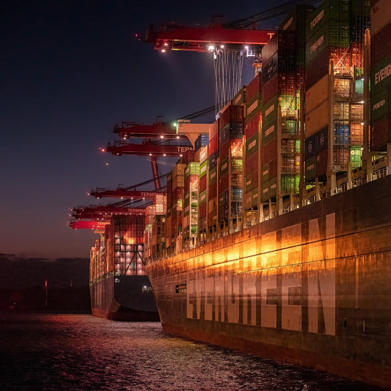 port cranes cargo ship